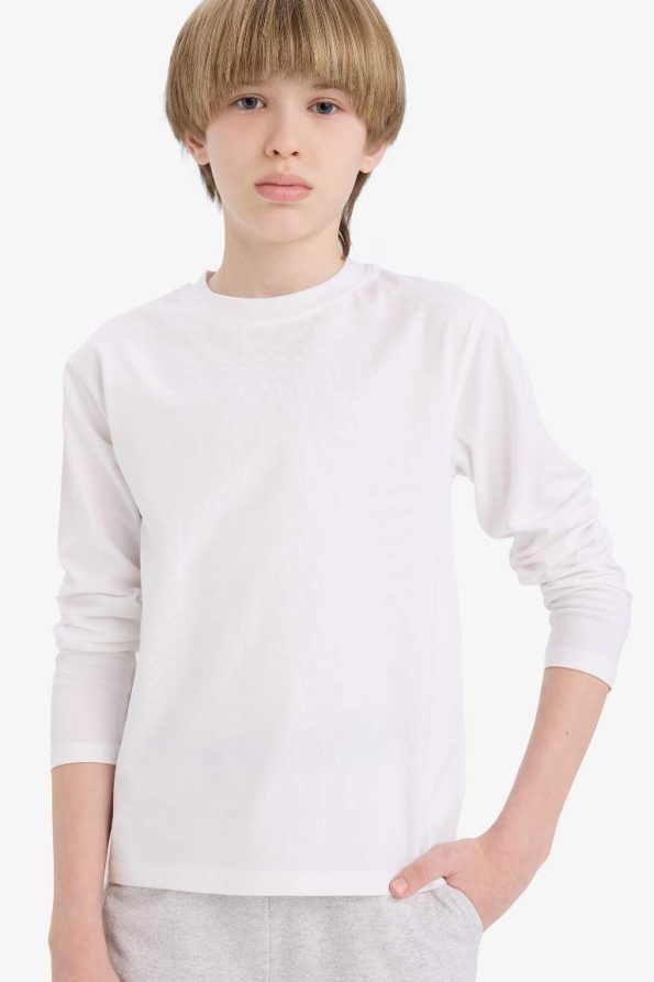 Boys' Basic Long Sleeve Crew Neck School T-Shirt