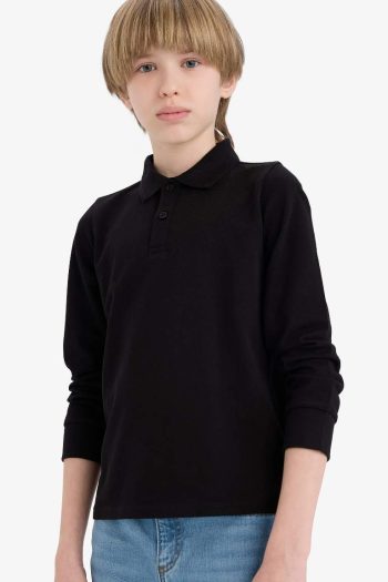 Boys' Long Sleeve Polo Collar School T-Shirt