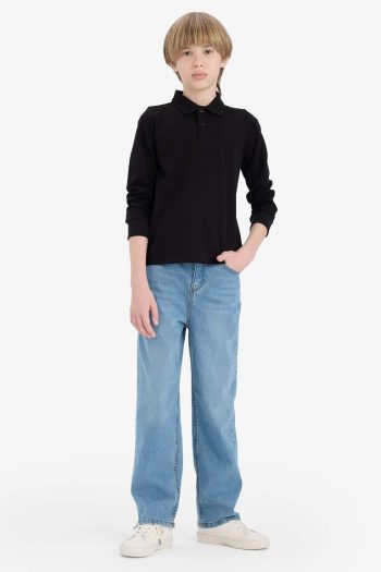 Boys' Long Sleeve Polo Collar School T-Shirt