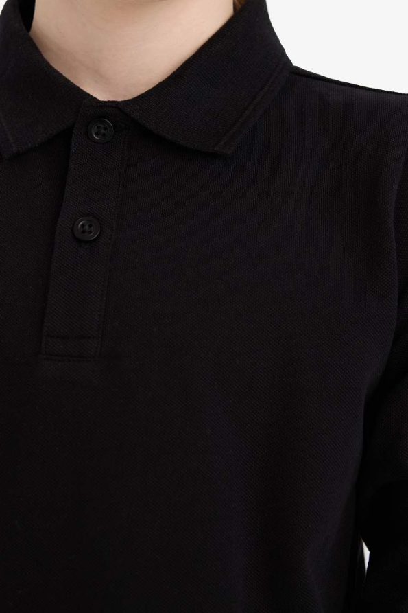 Boys' Long Sleeve Polo Collar School T-Shirt