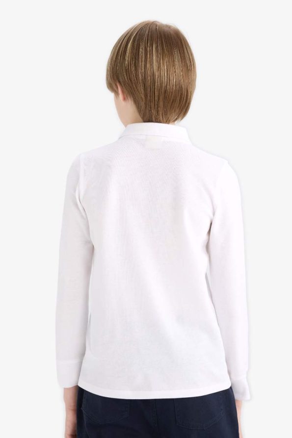 Boys' Long Sleeve Polo Collar School T-Shirt