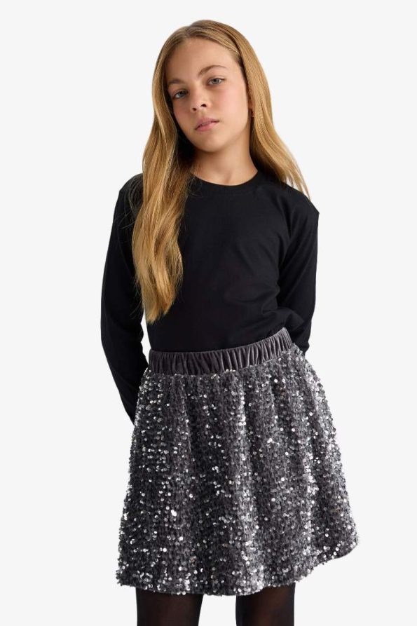 Girls' Basic Long Sleeve Crew Neck School T-Shirt