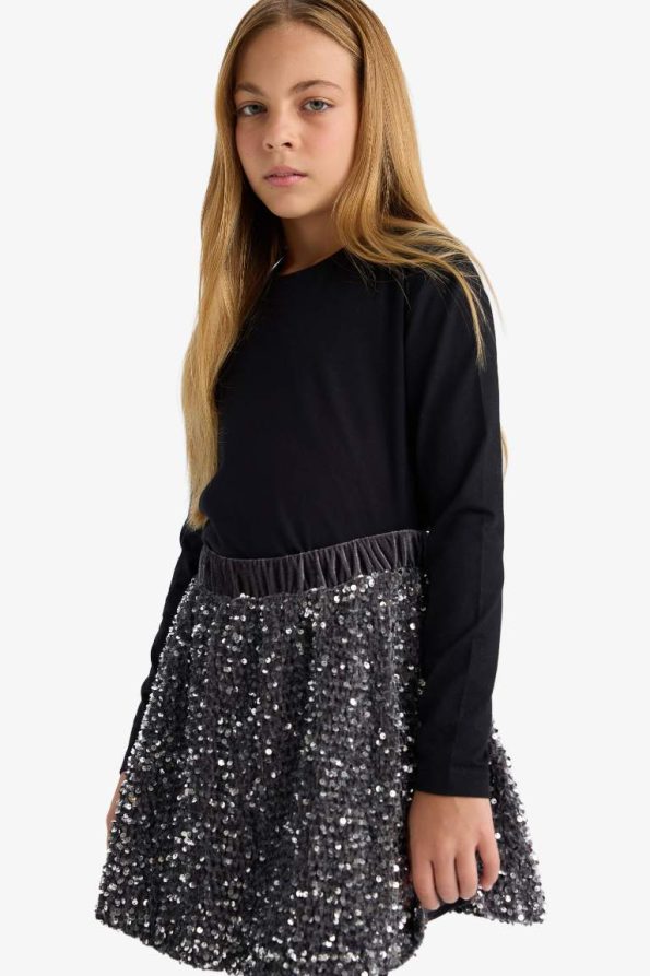 Girls' Basic Long Sleeve Crew Neck School T-Shirt