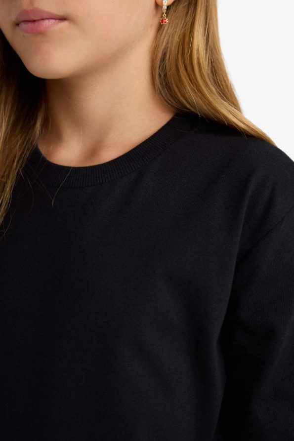 Girls' Basic Long Sleeve Crew Neck School T-Shirt