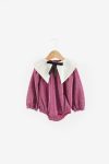 Fuchsia Collar Detailed Glitter Baby Girl Jumpsuit - Bailey