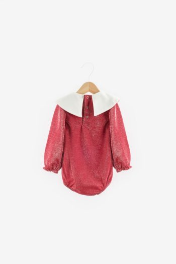 Red Glittery Collar Detail Baby Girl Jumpsuit - Bailey