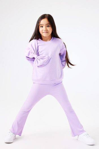 Lilac Bow Detail Girls' Tracksuit Set