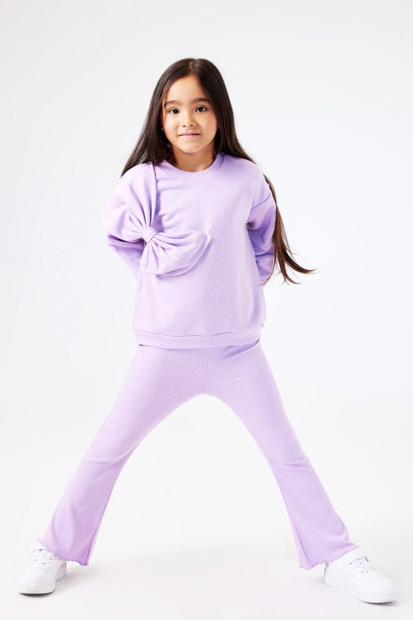 Lilac Bow Detail Girls' Tracksuit Set