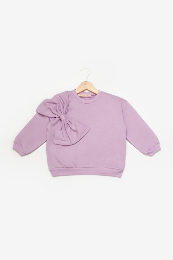 Lilac Bow Detail Girls' Tracksuit Set