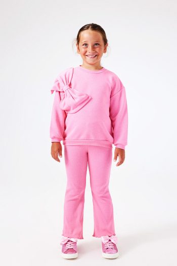 Pink Bow Detailed Girls' Tracksuit Set - Danita