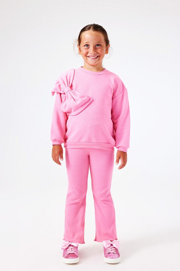 Pink Bow Detailed Girls' Tracksuit Set - Danita