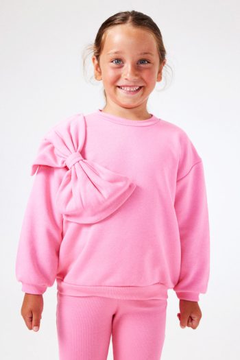 Pink Bow Detailed Girls' Tracksuit Set - Danita