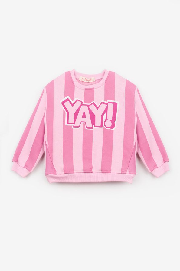Pink Bow Printed Striped Girls' Tracksuit - Phoebe