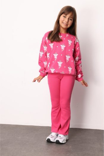 Fuchsia Fairy Princess Printed Girls Tracksuit Set