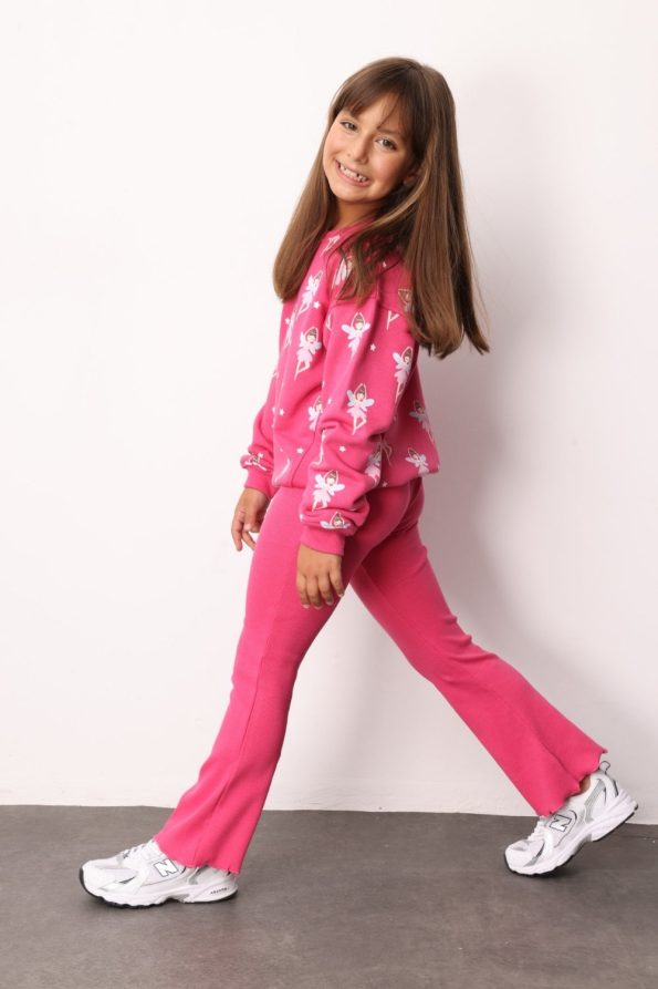 Fuchsia Fairy Princess Printed Girls Tracksuit Set