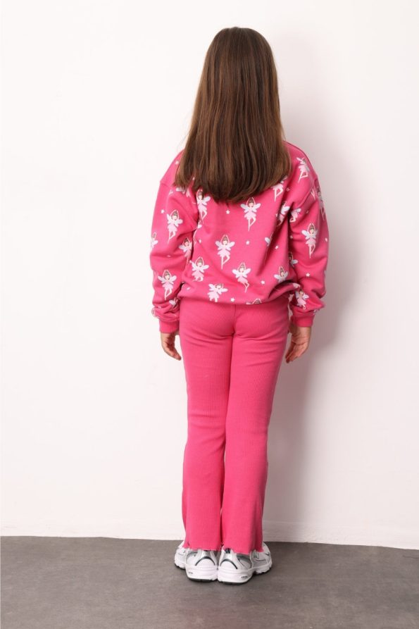 Fuchsia Fairy Princess Printed Girls Tracksuit Set