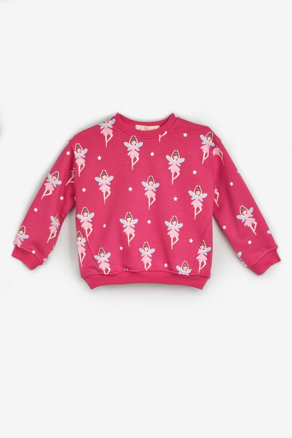 Fuchsia Fairy Princess Printed Girls Tracksuit Set