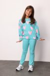 Mint Heart Printed Girls' Tracksuit Set - Bonnie