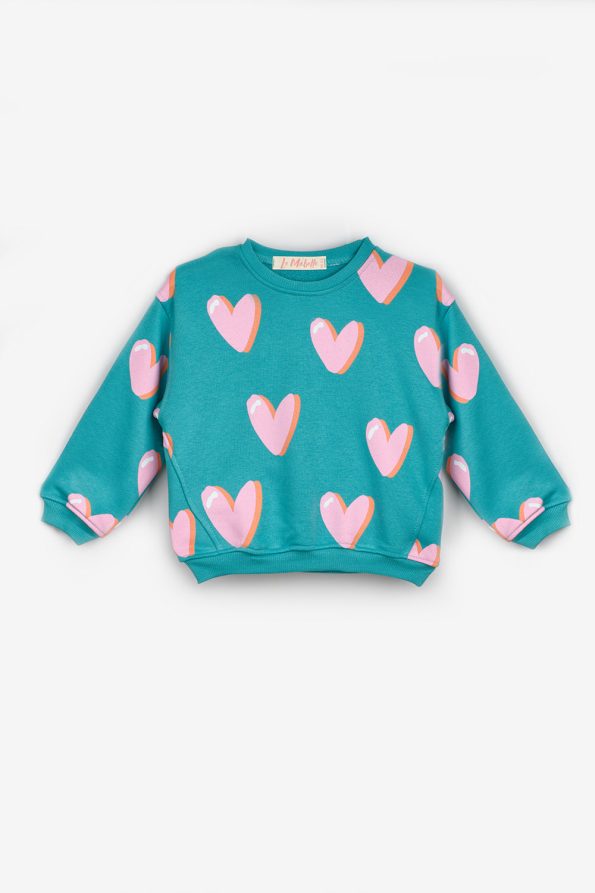 Mint Heart Printed Girls' Tracksuit Set - Bonnie