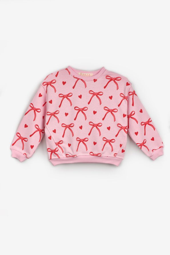 Pink Bow Print Girls' Tracksuit Set - Bonnie