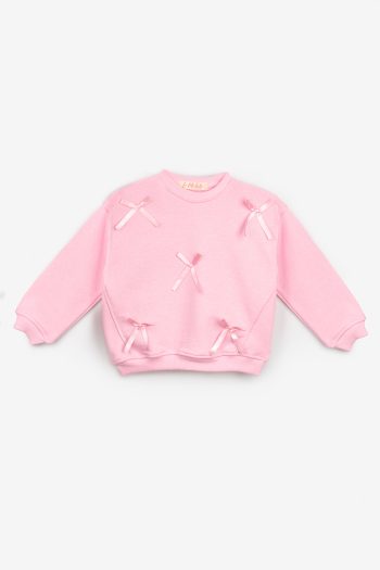 Pink Bow Detail Girl's Sweatshirt