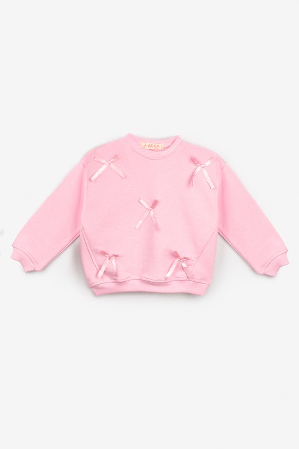 Pink Bow Detail Girl's Sweatshirt
