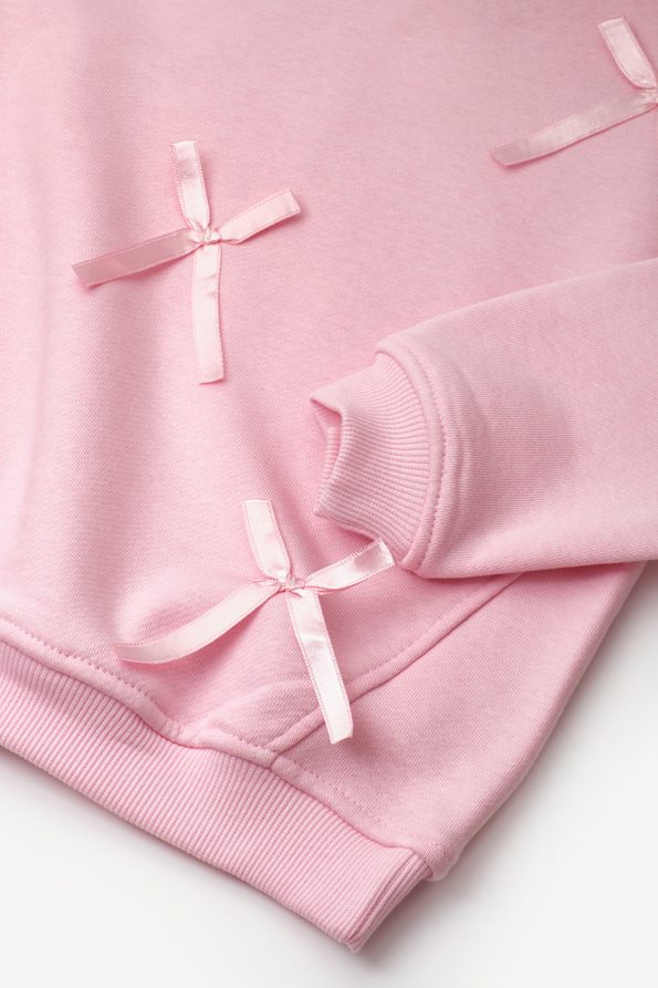 Pink Bow Detail Girl's Sweatshirt