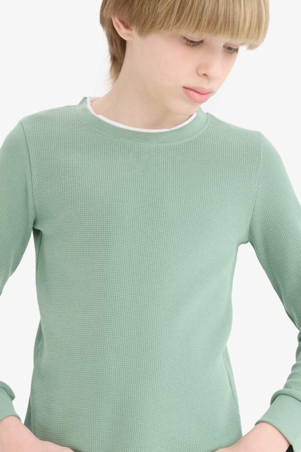 Boys' Basic Long Sleeve Waffle School T-Shirt