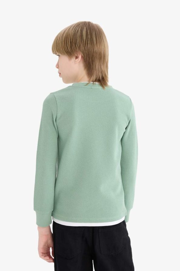 Boys' Basic Long Sleeve Waffle School T-Shirt