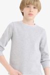 Boys' Basic Waffle Long Sleeve School T-Shirt