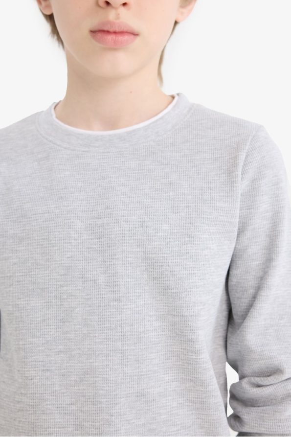 Boys' Basic Waffle Long Sleeve School T-Shirt