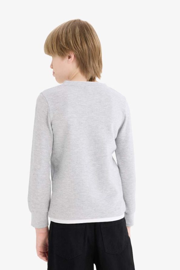 Boys' Basic Waffle Long Sleeve School T-Shirt