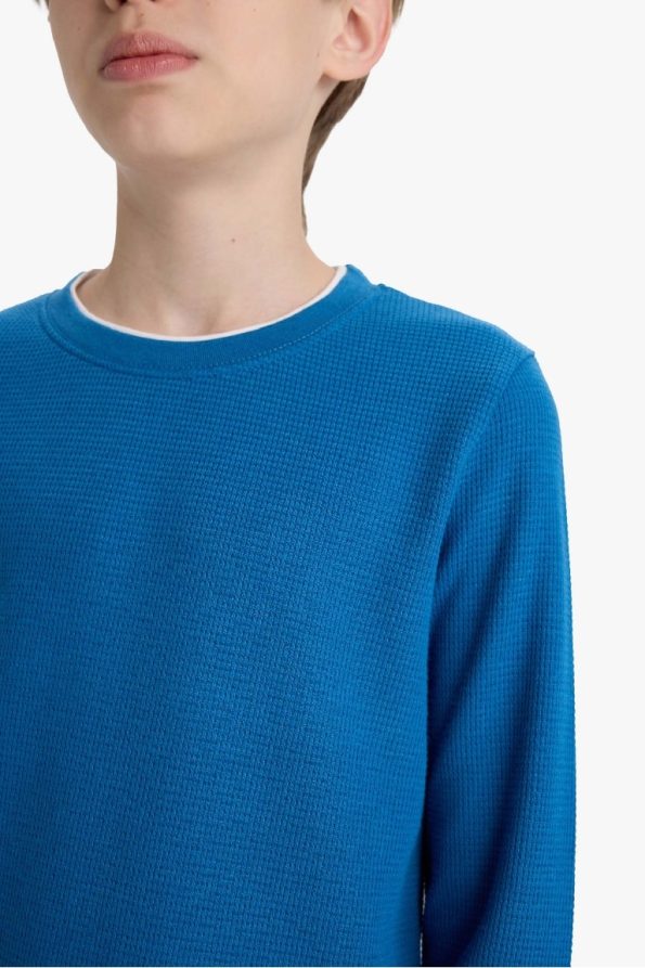 Boys' Basic Waffle Long Sleeve School T-Shirt
