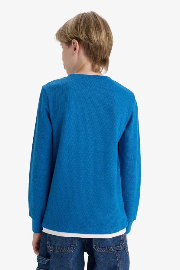 Boys' Basic Waffle Long Sleeve School T-Shirt