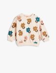 Girls' Baby Sweatshirt with Floral Print Long Sleeve Crew Neck Cotton Fleece
