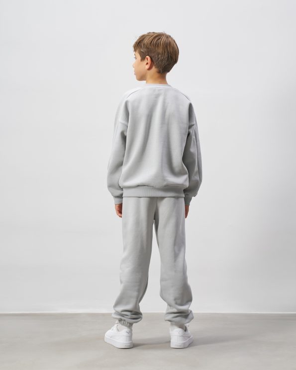 Boys' Cotton Gray Basic Printed Sweatshirt and Jogger Set