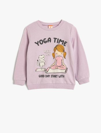 Girls' Baby Sweatshirt with Printed Details and Long Sleeves