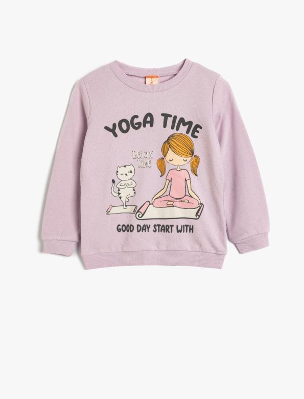 Girls' Baby Sweatshirt with Printed Details and Long Sleeves