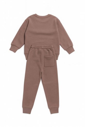 Boys' Cotton Brown Oversize Sweatshirt and Jogger Set - Comfortable and Stylish
