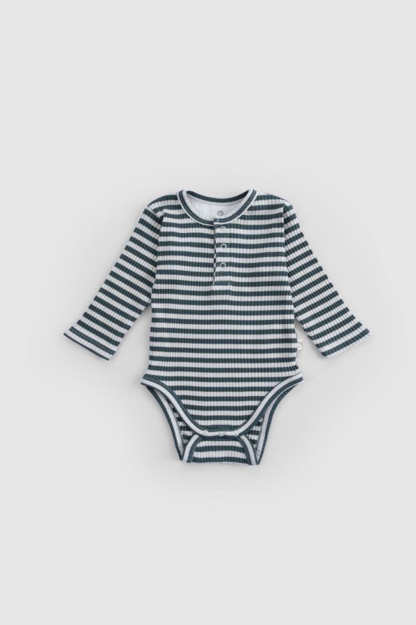 Adjustable Snap Closure Modal Baby Bodysuit Long Sleeve Green