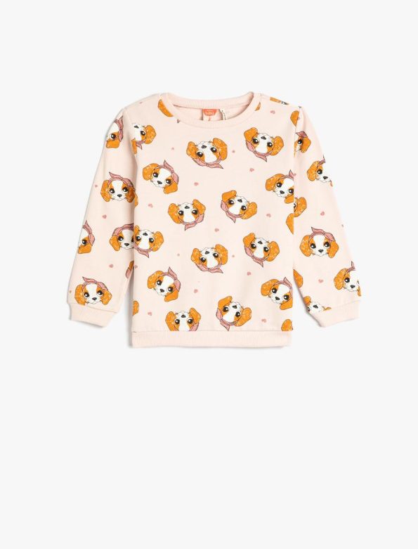 Girls' Baby Dog Print Cotton Fleece Sweatshirt