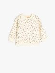 Girls' Floral Printed Cotton Long Sleeve Sweatshirt
