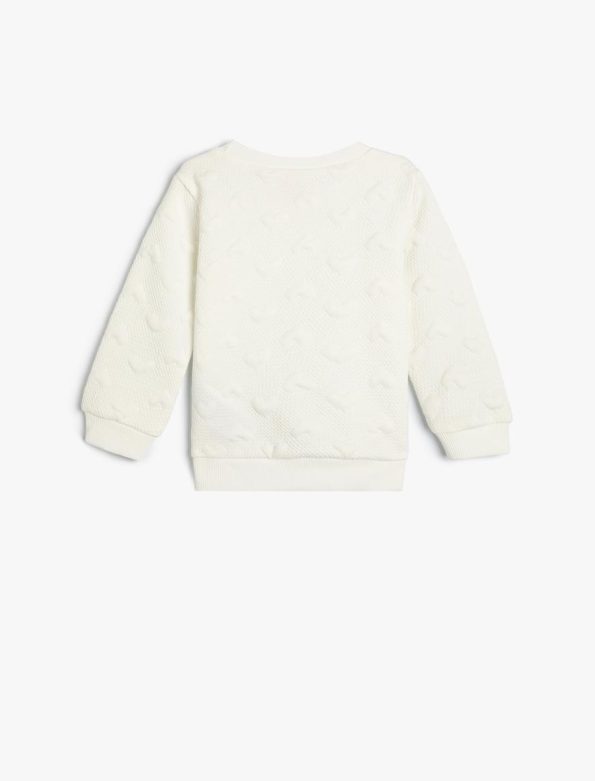 Girls' Baby Basic Textured Sweatshirt with Round Neck and Long Sleeves