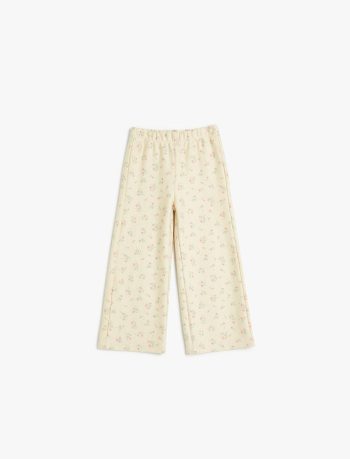 Girls' Floral Cotton Sweatpants with Elastic Waist