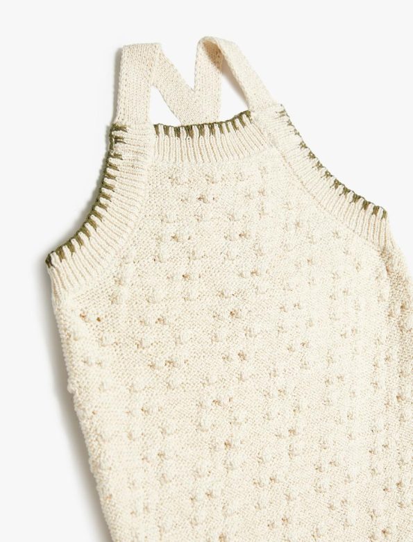 Girls' Baby Knitted Romper with Straps