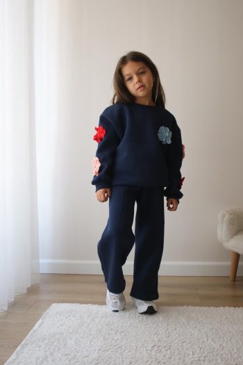 Floral Appliqué Set - Navy Blue