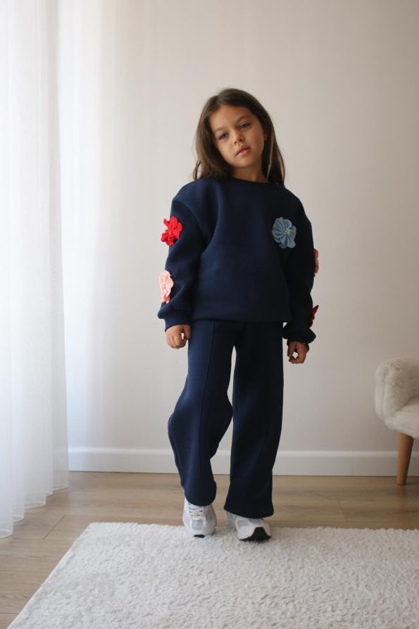Floral Appliqué Set - Navy Blue