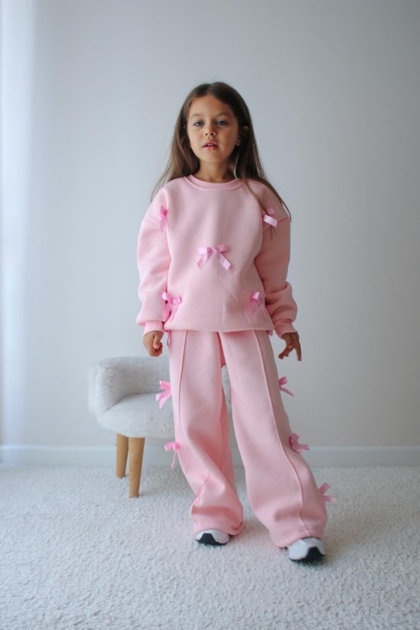 Fleece-Lined Ribbon Applique Set - Pink