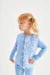 One-Sided Rose Appliqué Ribbed Set - Blue