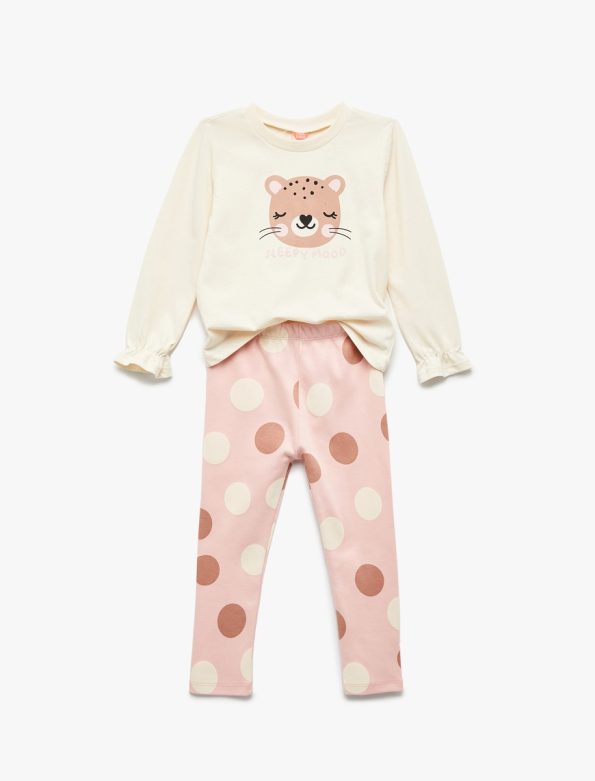 Girls' Cotton Long Sleeve Printed T-Shirt and Leggings Set